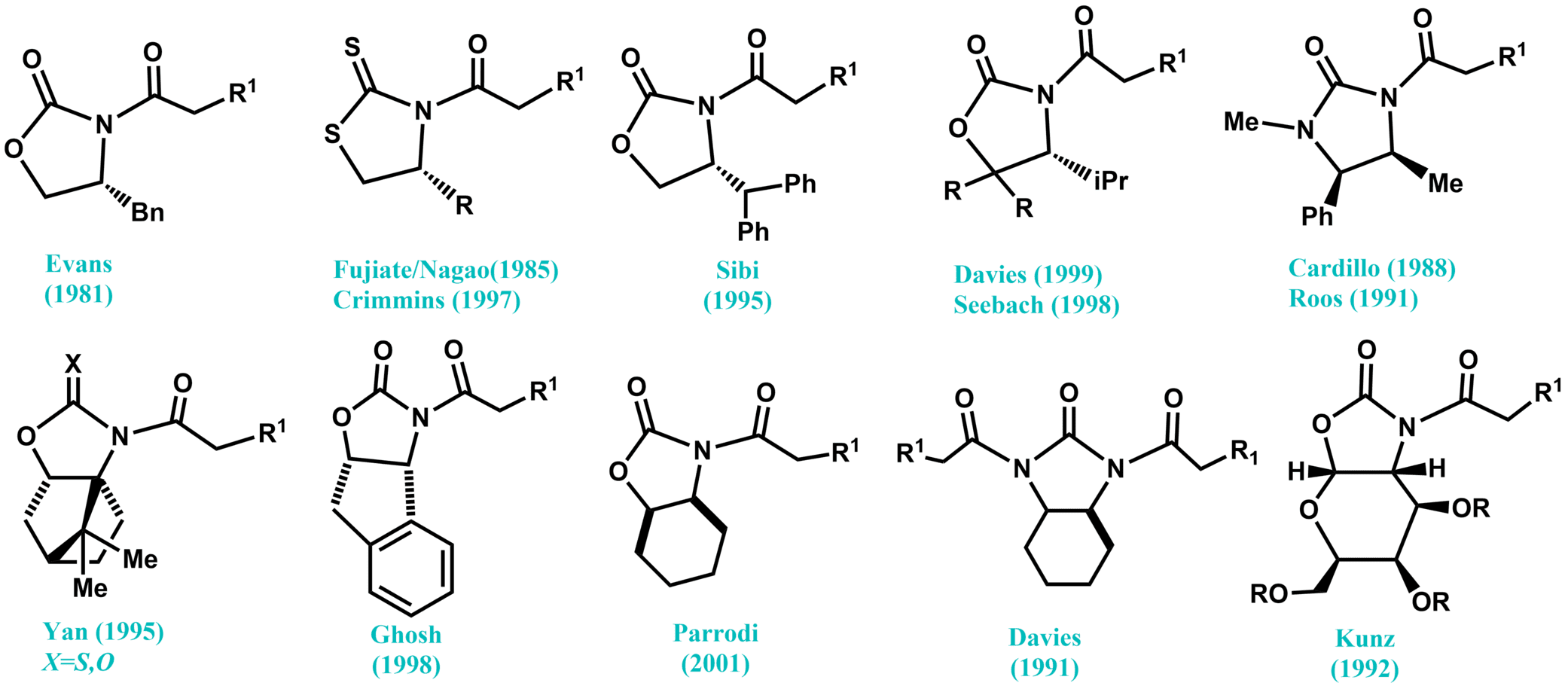 Selected modified derivatives of chiral oxazolidinone